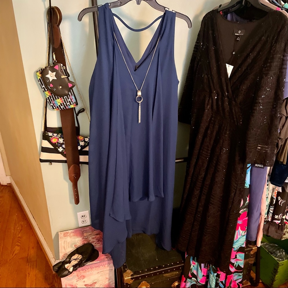 3 FOR $30: Flowy, sleeveless chiffon midi dress with attached necklace